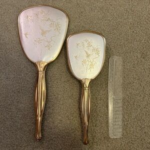 Vintage Victorian Pro-phy-lac-tic Jewelite Mirror, Brush & Comb Vanity Set